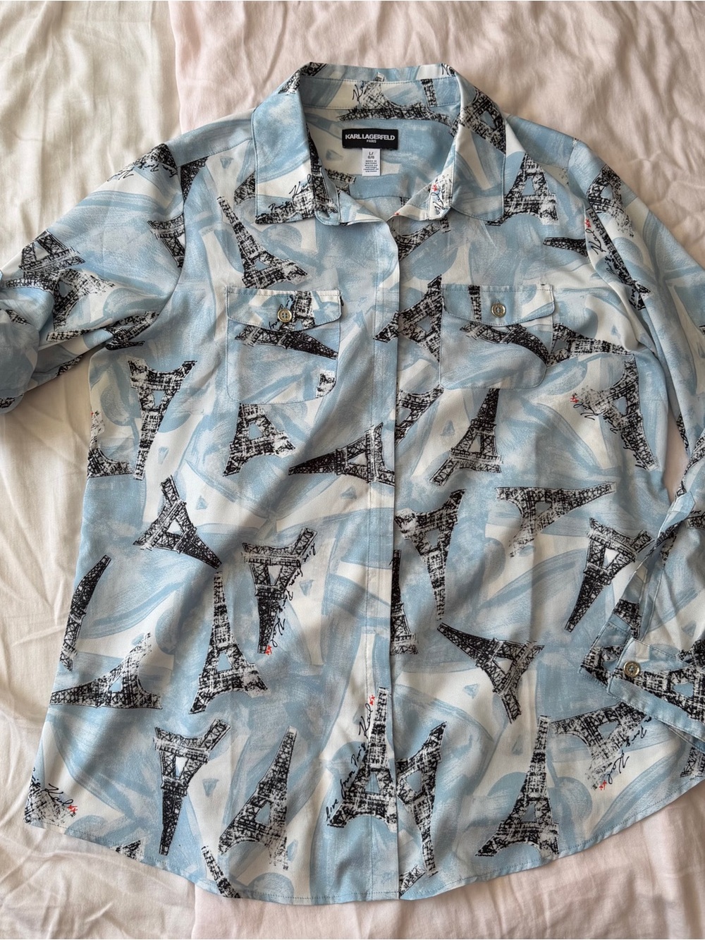 Karl Lagerfeld L Eiffel Tower Print Button-Up Shirt - Picture 11 of 11